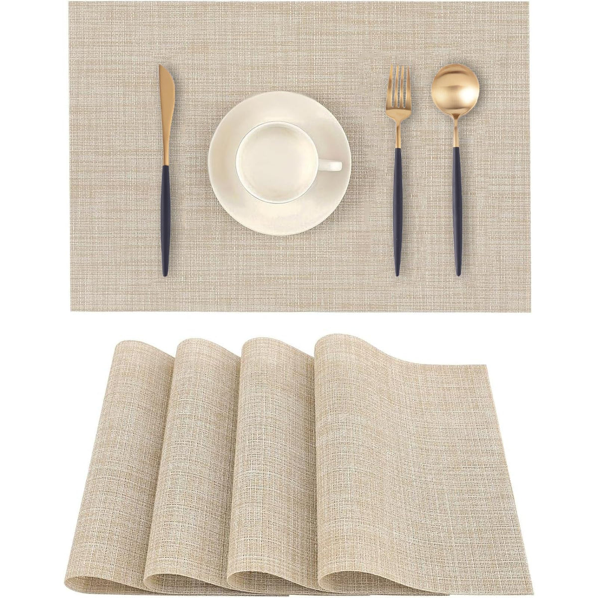 Navy Blue Placemats Set of 2 - Heat-Resistant, Non-Slip Table Mats