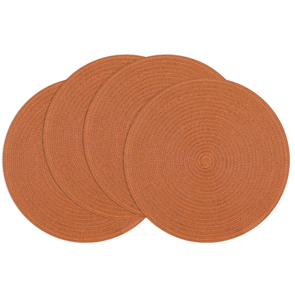 SHACOS Round Braided Placemats Set of 8 Cotton Fabric Round Table Mats Non Slip Washable 15 inch Round Place Mats Home Party Table Decor (Beige, 8)