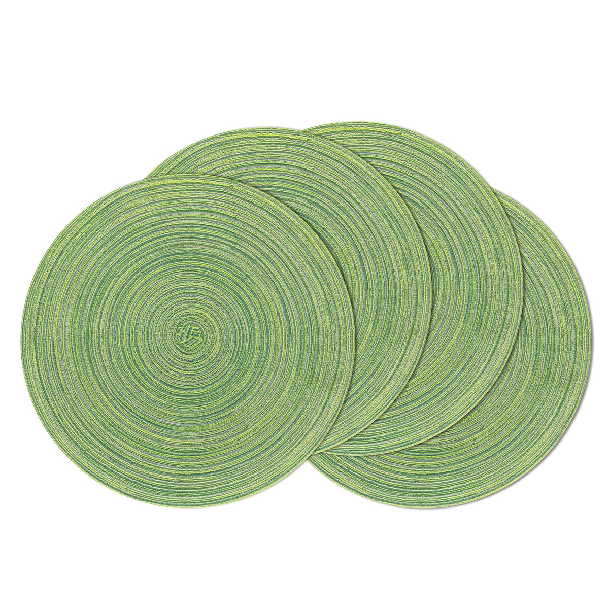 SHACOS Round Braided Placemats Set of 8 Cotton Fabric Round Table Mats Non Slip Washable 15 inch Round Place Mats Home Party Table Decor (Beige, 8)