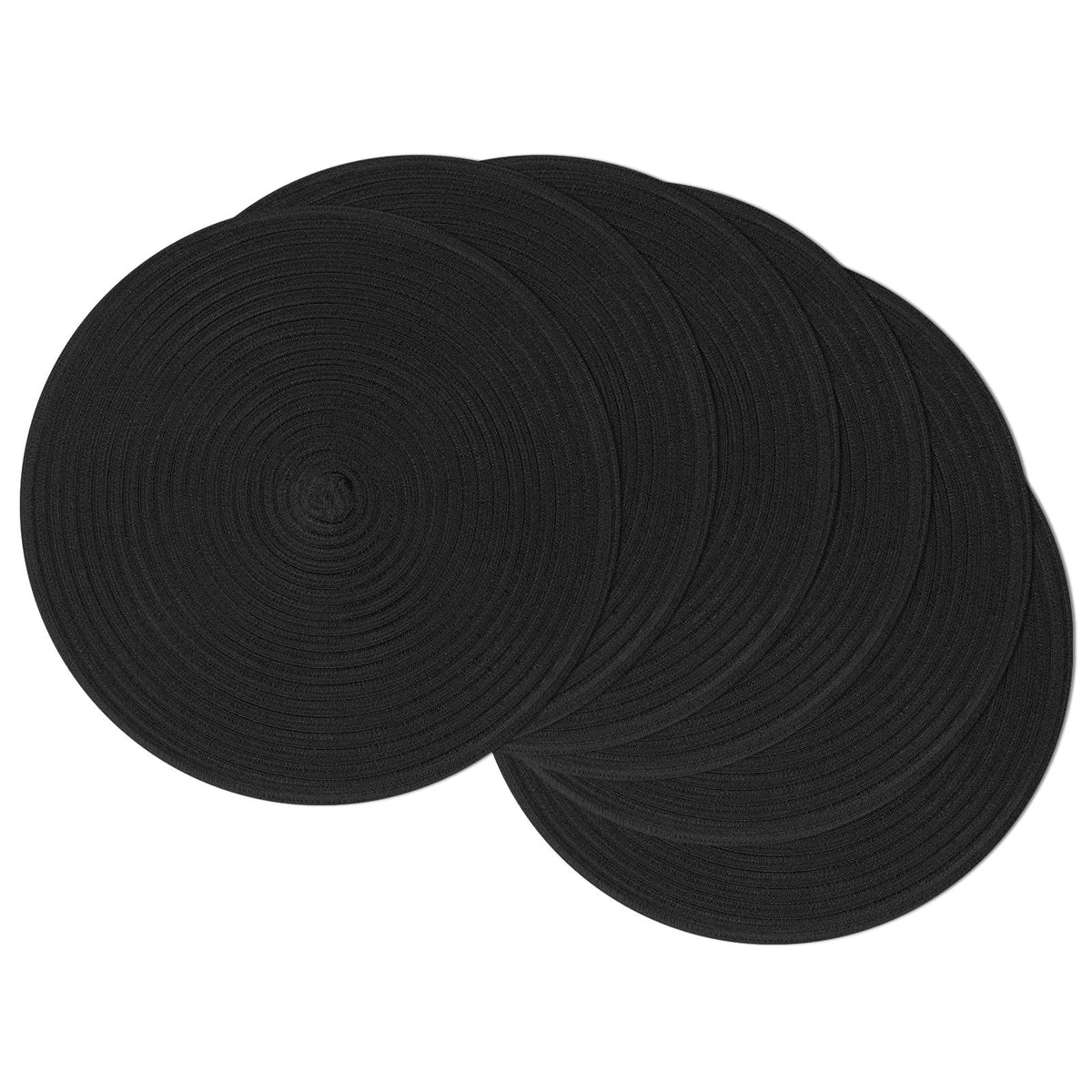 SHACOS Round Braided Placemats Set of 4 Dining Table Placemats 15 inch Circle Place Mats Easy to Clean Table Mats Indoor Outdoor, Blue Gray