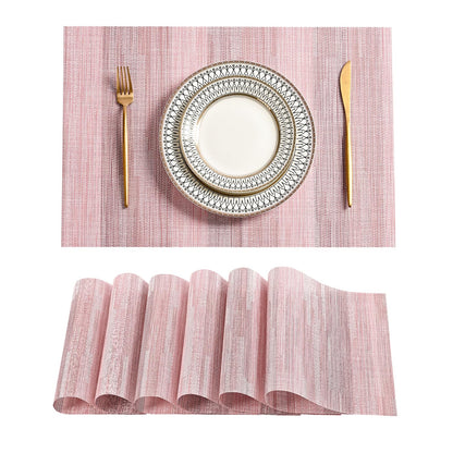 Beige Placemats Set of 8 - Heat-Resistant, Non-Slip Table Mats, Washable Woven Vinyl for Indoor & Outdoor Dining