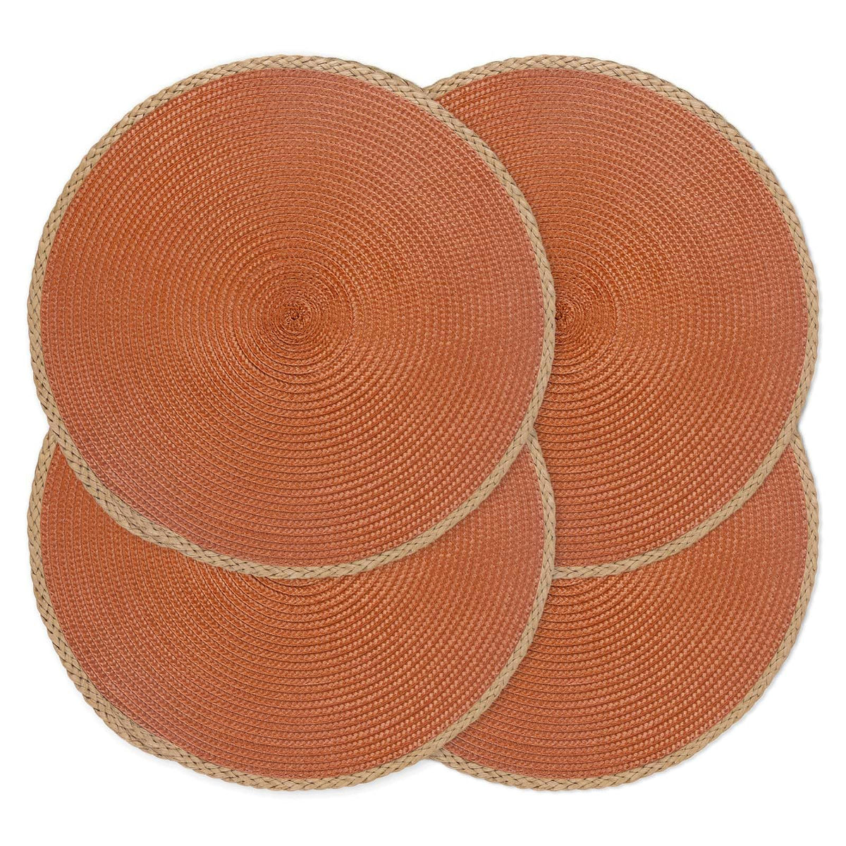 Round Placemats Set of 6, Woven Table Mats, Thin Edge, Green