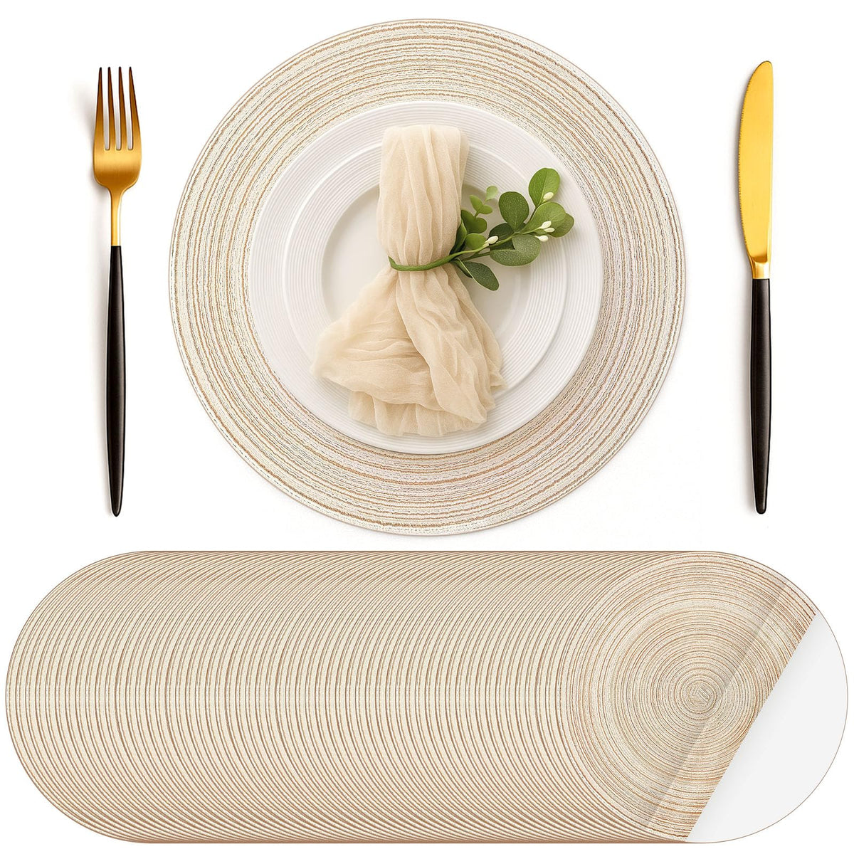 Geosar 100 Pcs Disposable Paper Placemat Cotton Woven 13'', Beige