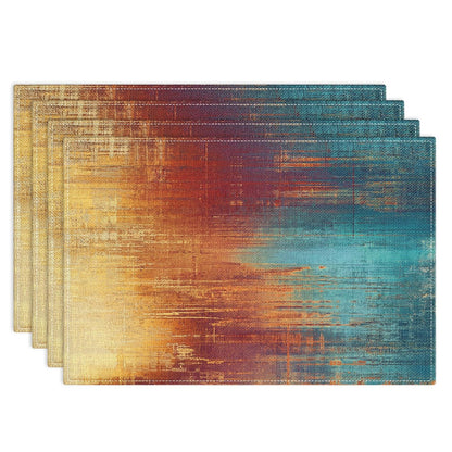 Emvency Farmhouse Placemats Set of 4, 12x18 Inch, Blue and Orange