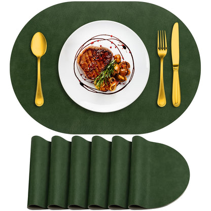 ADRIMER Faux Leather Placemats Set of 6, Heat Resistant 13"x13", Walnut