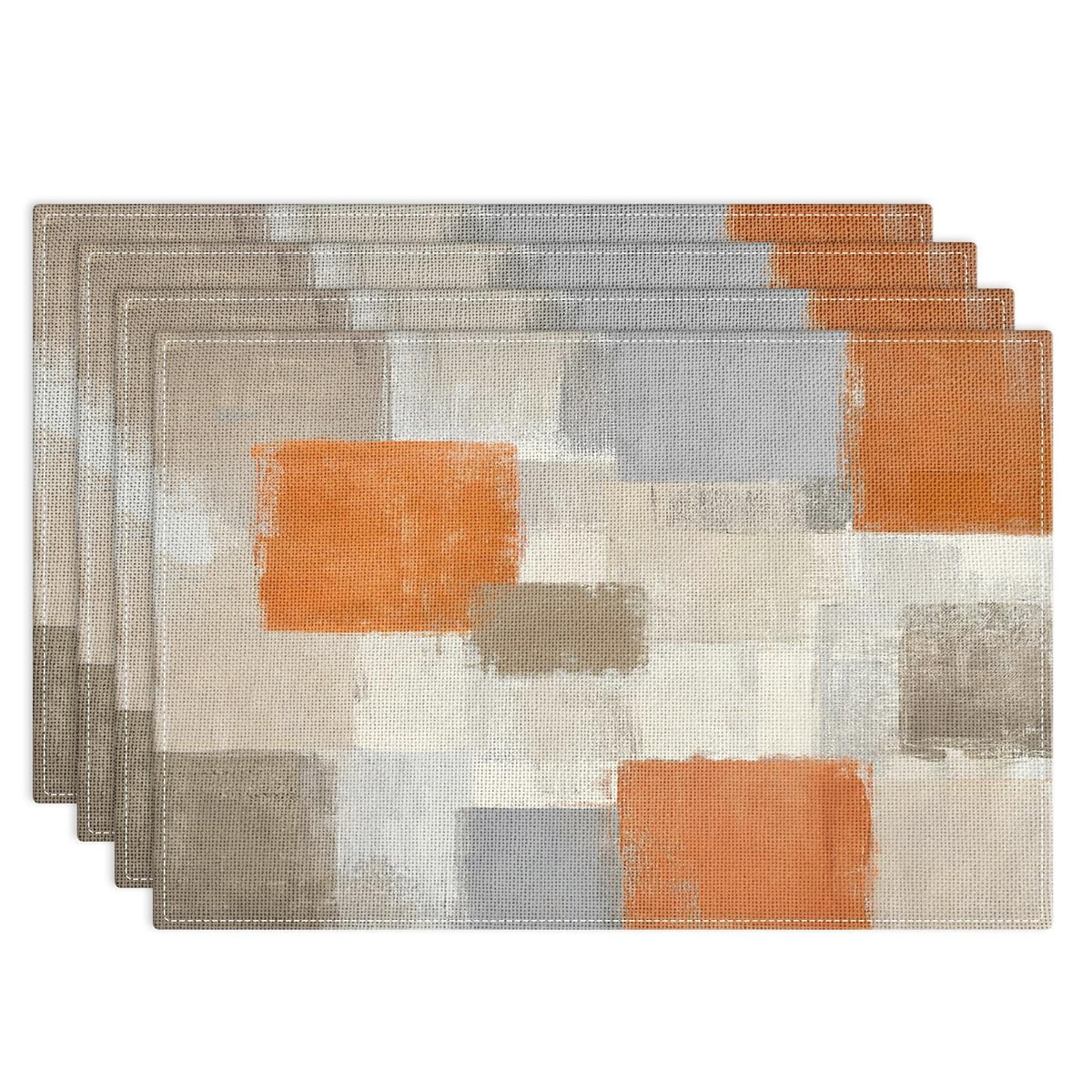 Emvency Farmhouse Placemats Set of 4, 12x18 Inch, Blue and Orange