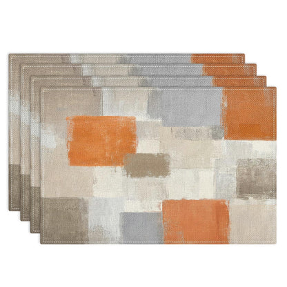 Emvency Farmhouse Placemats Set of 4, 12x18 Inch, Blue and Orange