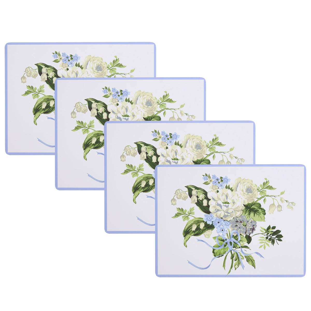 Laura Ashley Cork Placemats, 16 x 12-inch, Set of 4, Summer Palace Blue