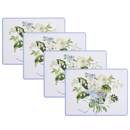 Laura Ashley Cork Placemats, 16 x 12-inch, Set of 4, Summer Palace Blue
