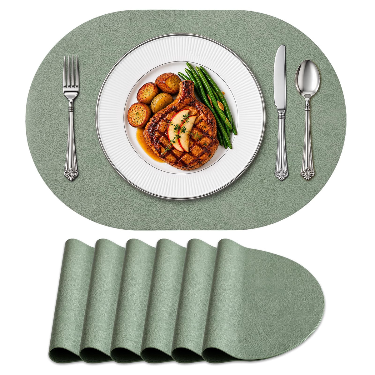 homing Heat Resistant Oval Placemats Set of 6 Non-Slip, Reddish Brown