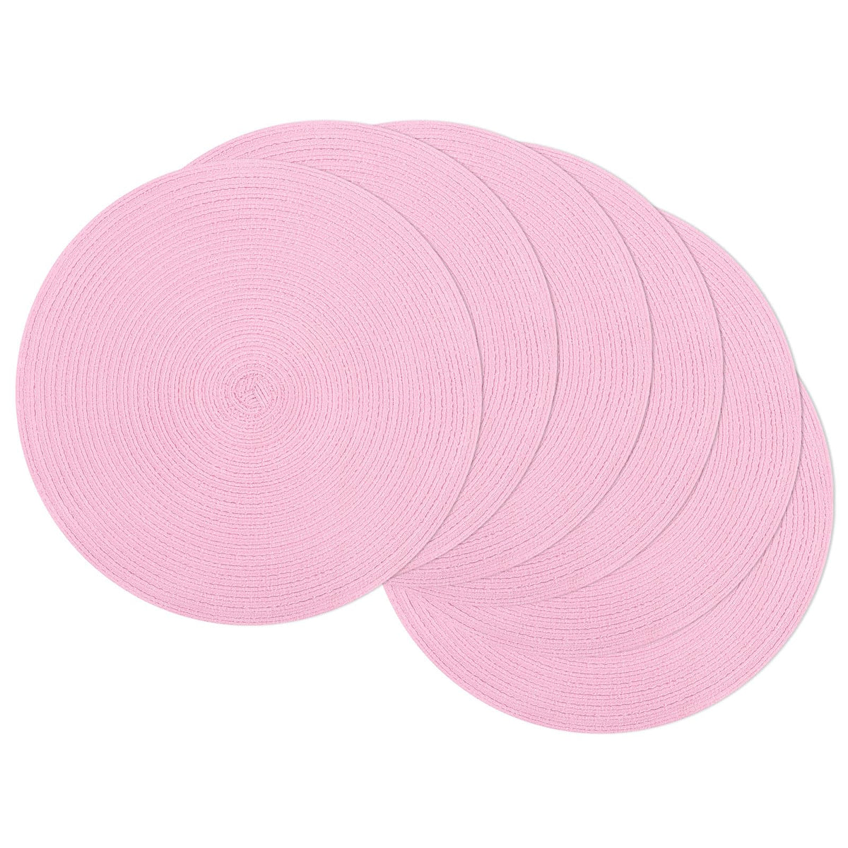 SHACOS Round Braided Placemats Set of 8 Cotton Fabric Round Table Mats Non Slip Washable 15 inch Round Place Mats Home Party Table Decor (Beige, 8)