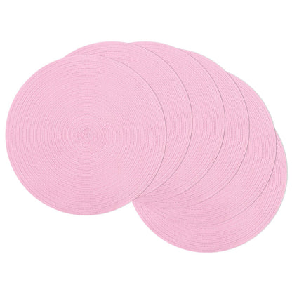 SHACOS Round Braided Placemats Set of 4 Washable Place Mats for Dining Tables 15 inch Non Slip Kitchen Table Mats (Beige, 4)