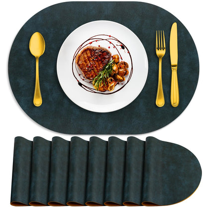 ADRIMER Faux Leather Placemats Set of 6, Heat Resistant 13"x13", Walnut
