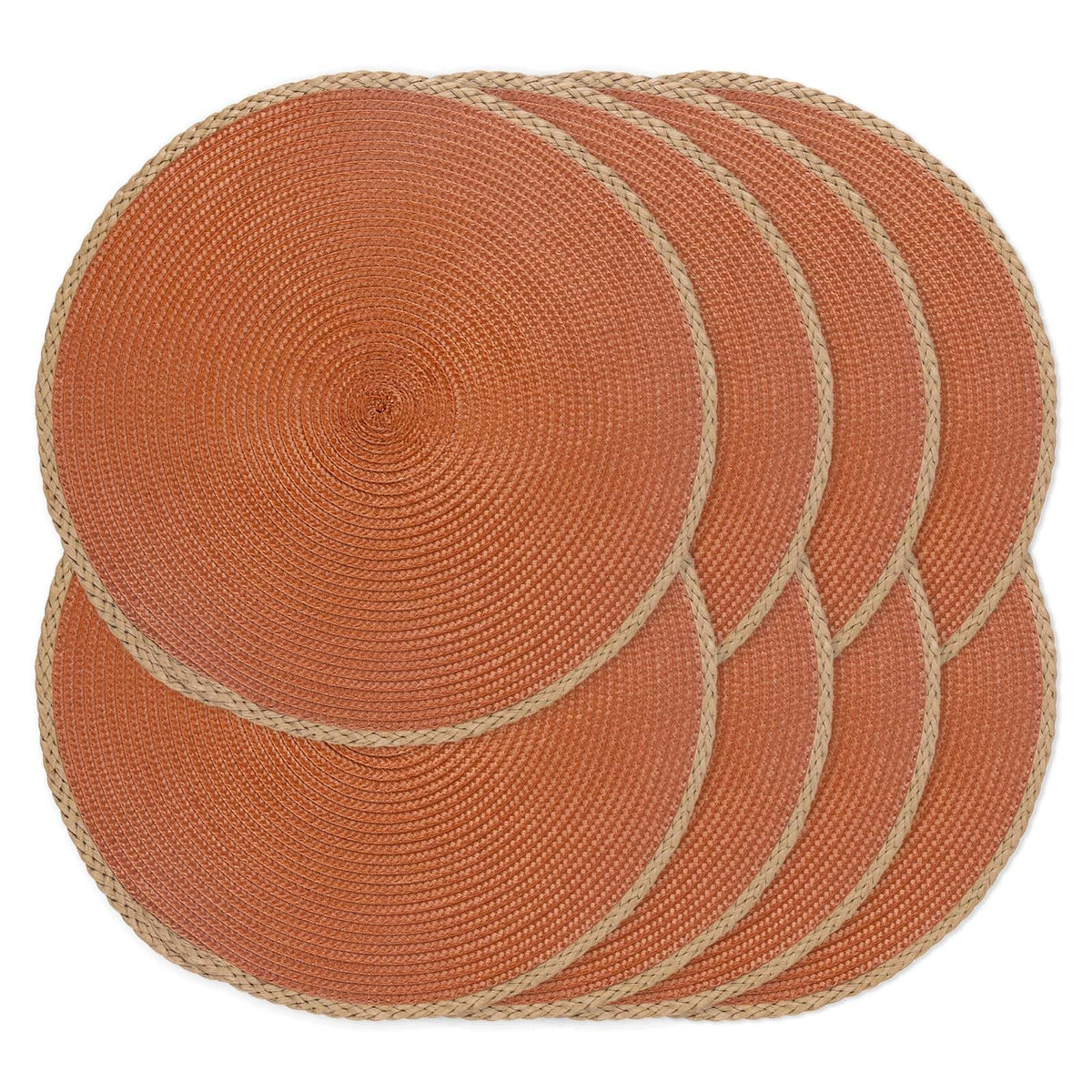 Round Placemats Set of 6, Woven Table Mats, Thin Edge, Green