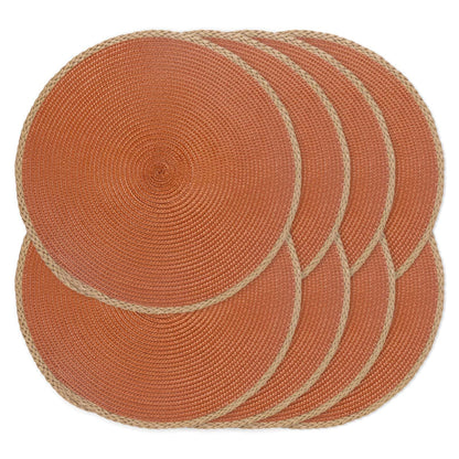 Round Placemats Set of 6, Woven Table Mats, Thin Edge, Green