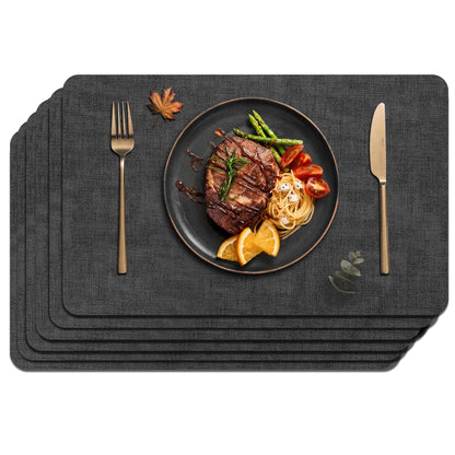 Maxpearl Faux Leather Placemats Set of 6, Easy to Clean, Brown