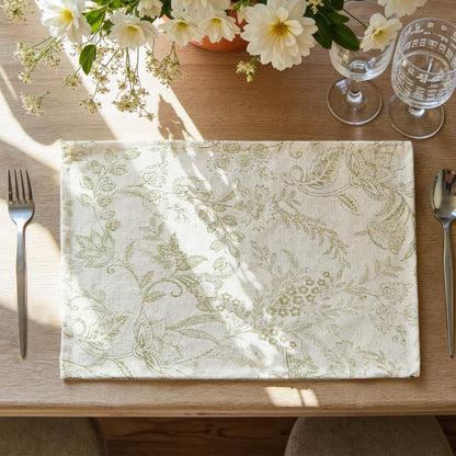 JINCHAN Linen Floral Placemats Set of 4 Farmhouse 13x19 Inch Black
