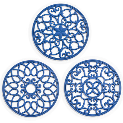 SMARTAKE 6 Set Silicone Trivet Mats for Hot Dishes Pots and Pans (Black)