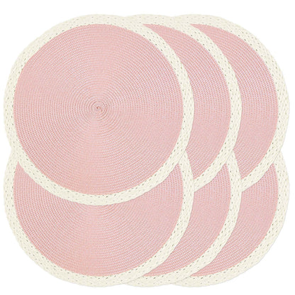 Round Placemats Set of 6, Woven Table Mats, Thin Edge, Green