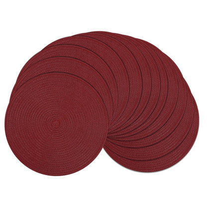 SHACOS Round Braided Placemats Set of 4 Dining Table Placemats 15 inch Circle Place Mats Easy to Clean Table Mats Indoor Outdoor, Blue Gray