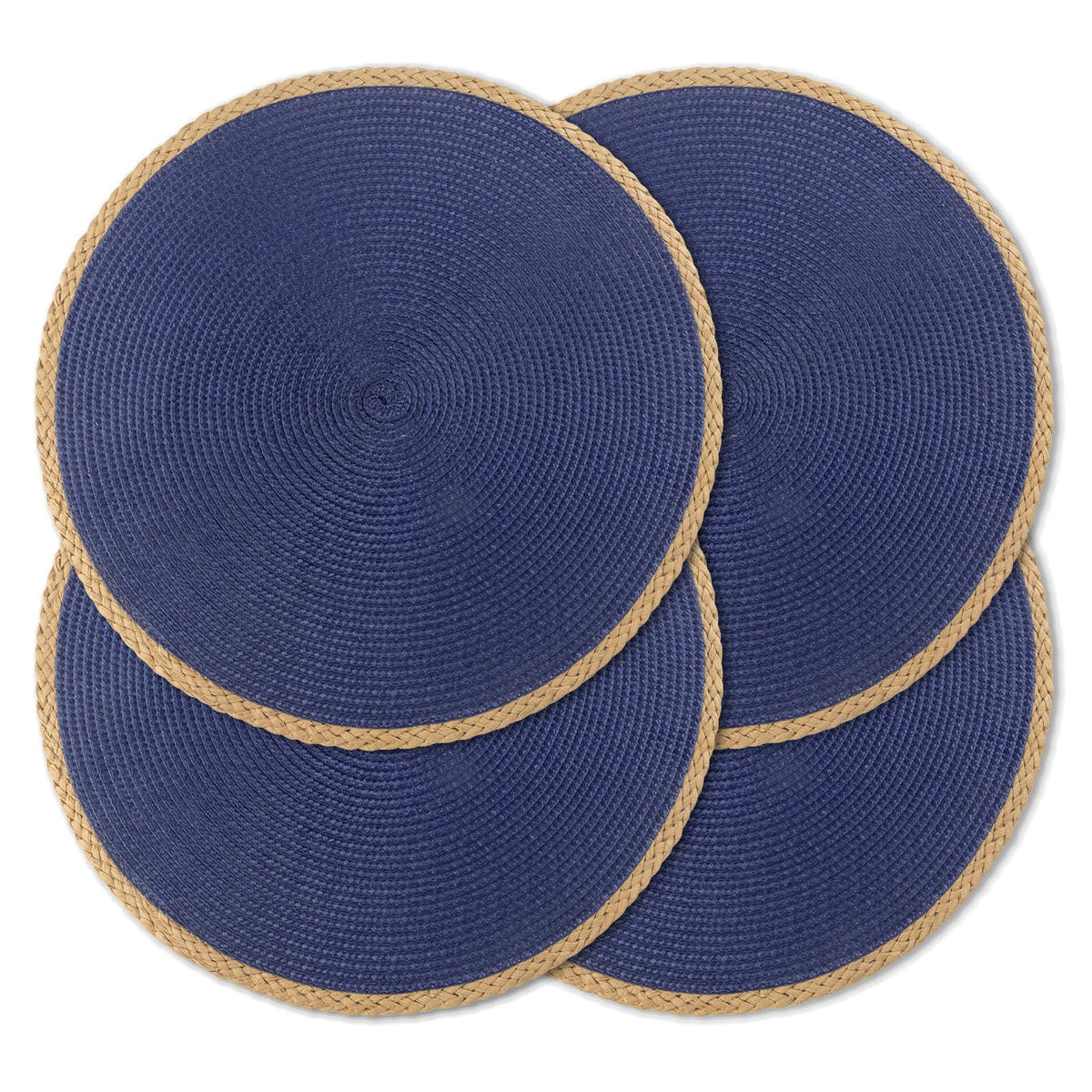 Round Placemats Set of 6, Woven Table Mats, Thin Edge, Green