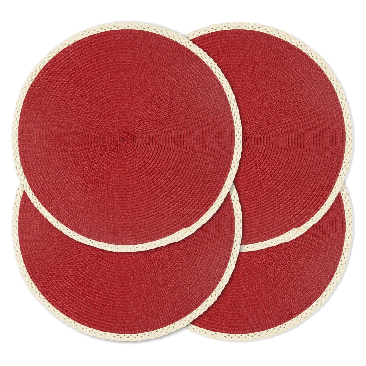 Round Placemats Set of 6, Woven Table Mats, Thin Edge, Green