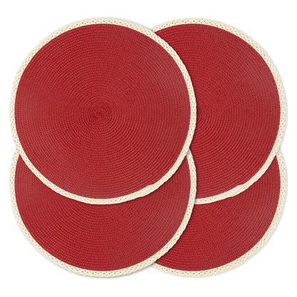 Round Placemats Set of 6, Woven Table Mats, Thin Edge, Green