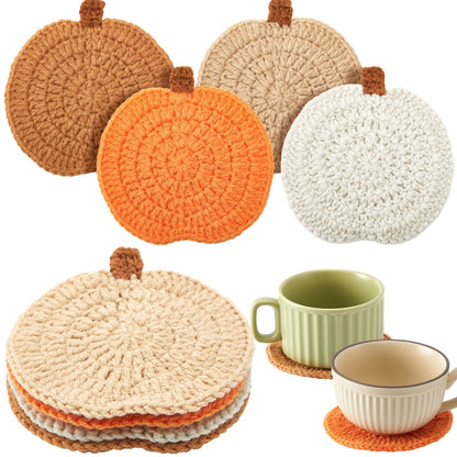 8 Pcs Fall Crochet Coasters, Orange,Brown,Terracotta,Beige, Pumpkin