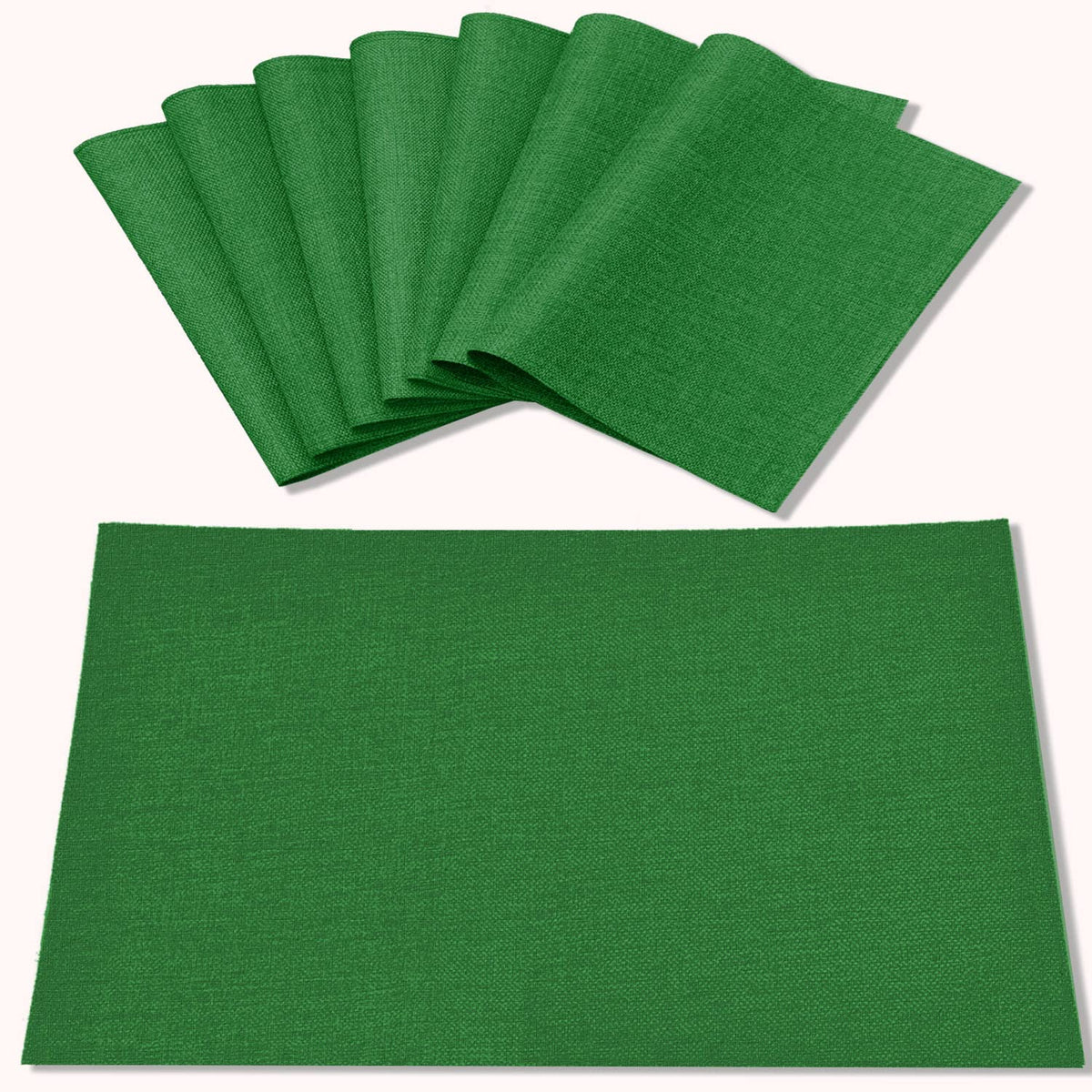 Linen Placemats Set of 8, Machine Washable, Heat Resistant, Wrinkle Free, Thick Polyester Kitchen Place Mats for Dining Table (Orange)