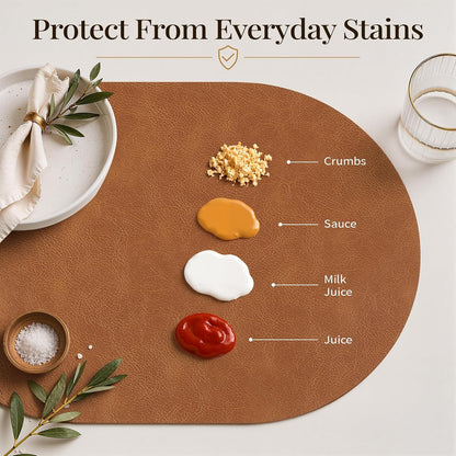 Homaxy Oval Heat Resistant Placemats Set of 6, Reddish Brown
