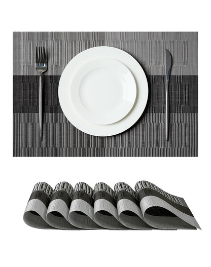 Beige Placemats Set of 8 - Heat-Resistant, Non-Slip Table Mats, Washable Woven Vinyl for Indoor & Outdoor Dining