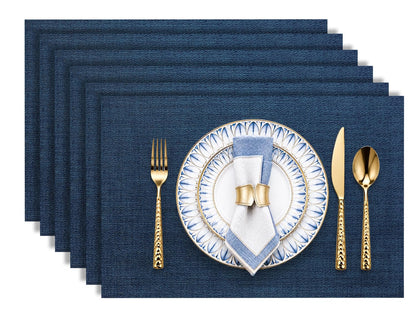 Aofmee Placemats, Placemats Set of 6, Heat Resistant Place Mats, Washable PVC Table Mats, Woven Vinyl Plastic Placemats for Dining Table, Non-Slip Stain Resistant Kitchen Table Placemats Easy to Clean