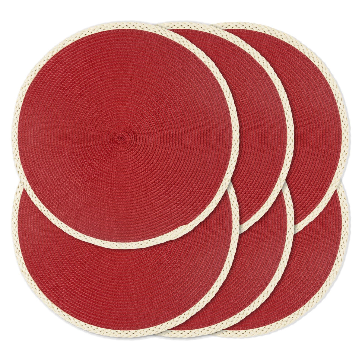 Round Placemats Set of 6, Woven Table Mats, Thin Edge, Green