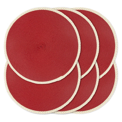 Round Placemats Set of 6, Woven Table Mats, Thin Edge, Green