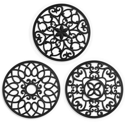 SMARTAKE 6 Set Silicone Trivet Mats for Hot Dishes Pots and Pans (Black)