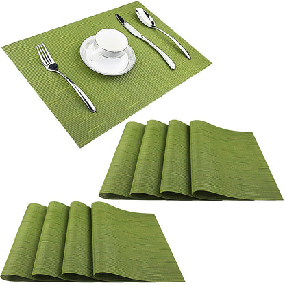 PIGCHCY Placemats,Durable Placemats for Dining Table,Washable Woven Vinyl Kitchen Placemats Set of 4 (Brown)