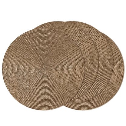AHHFSMEI Round Braided Placemats Set of 6 15 Inch Burnt Orange Table Mats