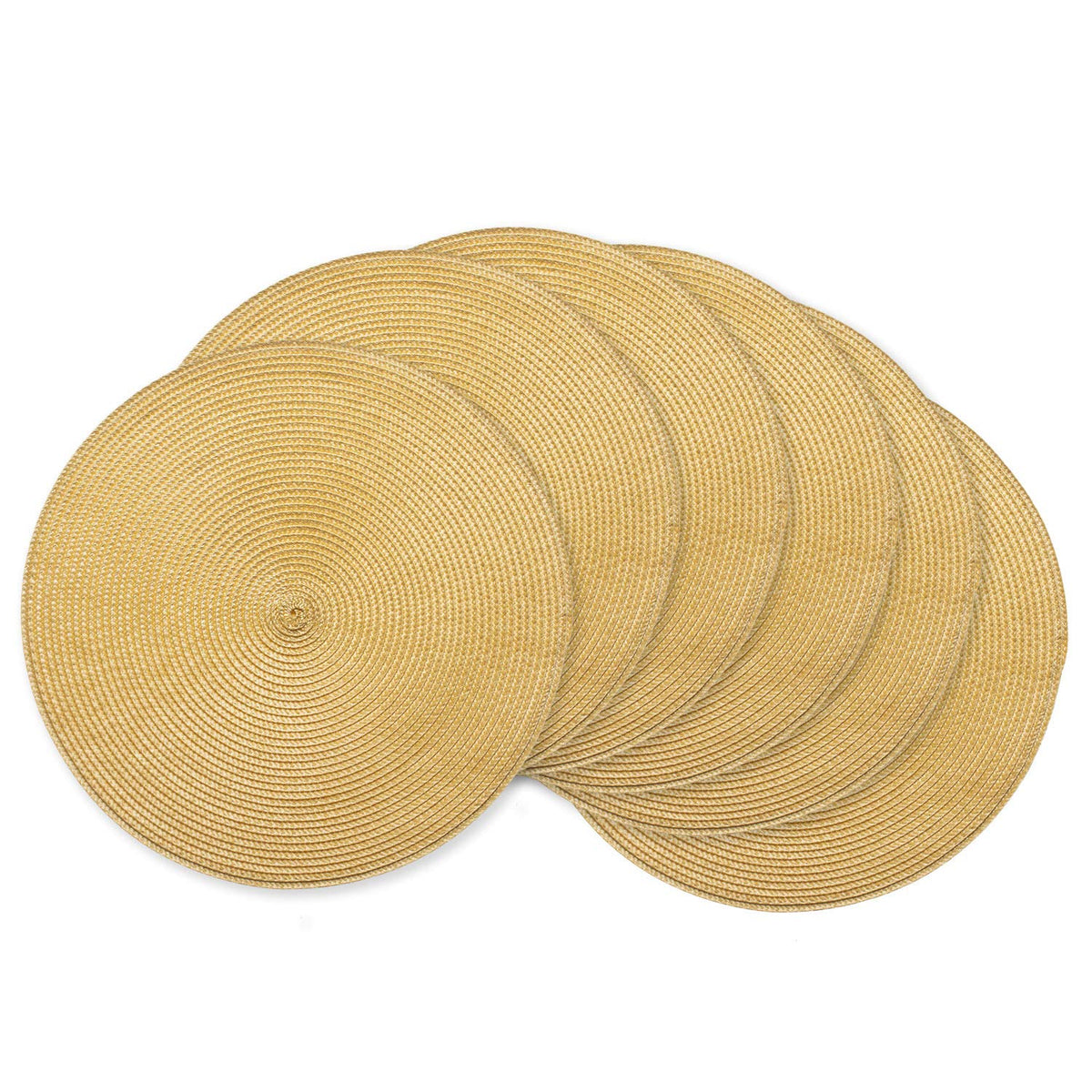 AHHFSMEI Round Braided Placemats Set of 6 15 Inch Burnt Orange Table Mats