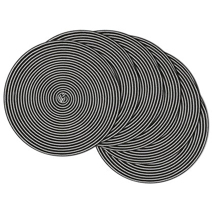 SHACOS 15 inch Round Placemats Set of 6, Cotton Polyester Woven Braided Place Mats, Washable Heat Resistant Circle Table Mats for Dining Table (Beige, 6)