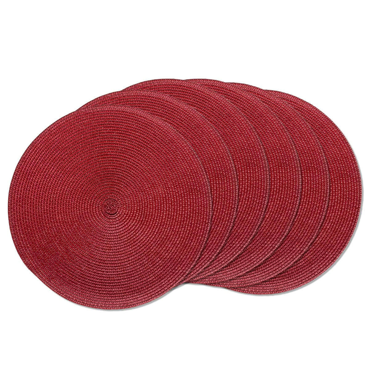 AHHFSMEI Round Braided Placemats Set of 6 15 Inch Burnt Orange Table Mats
