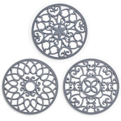 SMARTAKE 6 Set Silicone Trivet Mats for Hot Dishes Pots and Pans (Black)
