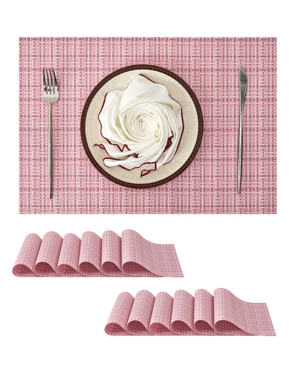Beige Placemats Set of 8 - Heat-Resistant, Non-Slip Table Mats, Washable Woven Vinyl for Indoor & Outdoor Dining