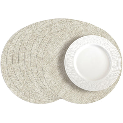 Romanstile Faux Leather Vinyl Placemats Set of 6, Beige