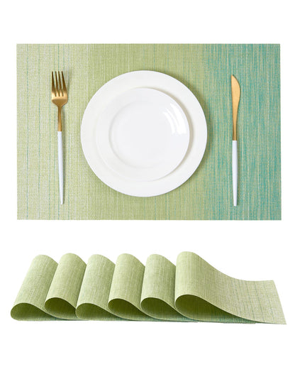 Beige Placemats Set of 4 - Heat-Resistant, Non-Slip Table Mats, Washable Woven Vinyl for Indoor & Outdoor Dining