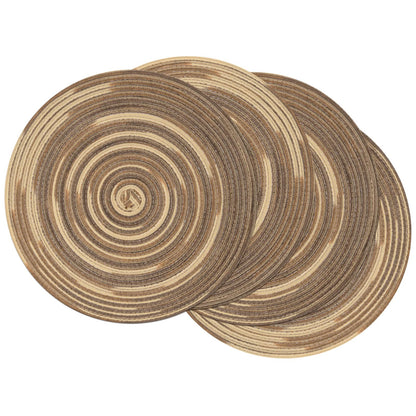 SHACOS Round Braided Placemats Set of 8 Cotton Fabric Round Table Mats Non Slip Washable 15 inch Round Place Mats Home Party Table Decor (Beige, 8)
