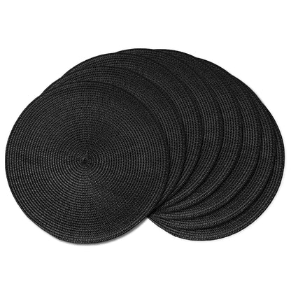 AHHFSMEI Round Braided Placemats Set of 6 15 Inch Burnt Orange Table Mats
