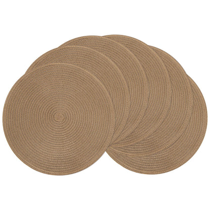 SHACOS Round Braided Placemats Set of 4 Washable Place Mats for Dining Tables 15 inch Non Slip Kitchen Table Mats (Beige, 4)