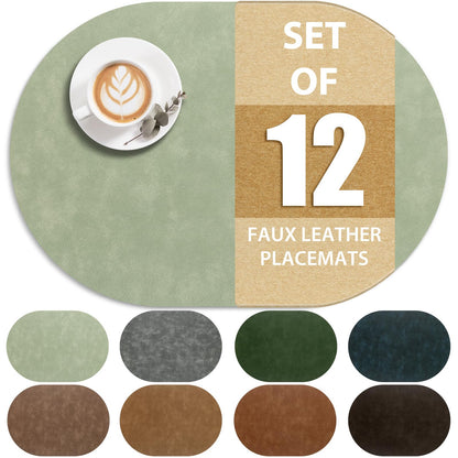 ADRIMER Faux Leather Placemats Set of 6, Heat Resistant 13"x13", Walnut