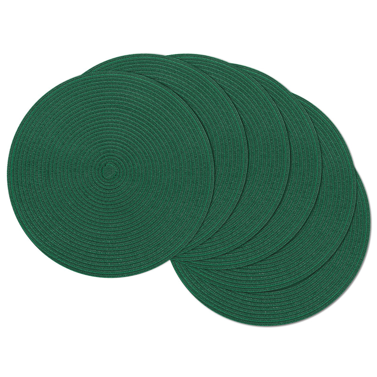 SHACOS Round Braided Placemats Set of 8 Cotton Fabric Round Table Mats Non Slip Washable 15 inch Round Place Mats Home Party Table Decor (Beige, 8)