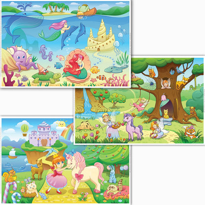 40 Pack Disposable Placemats for Baby, 3 Design Pack Baby Eating Mat, 12" x 18" Sticky Kids Placemat, Toddler Place mat for Restaurants, Plastic Kids Placemats for Dining Table